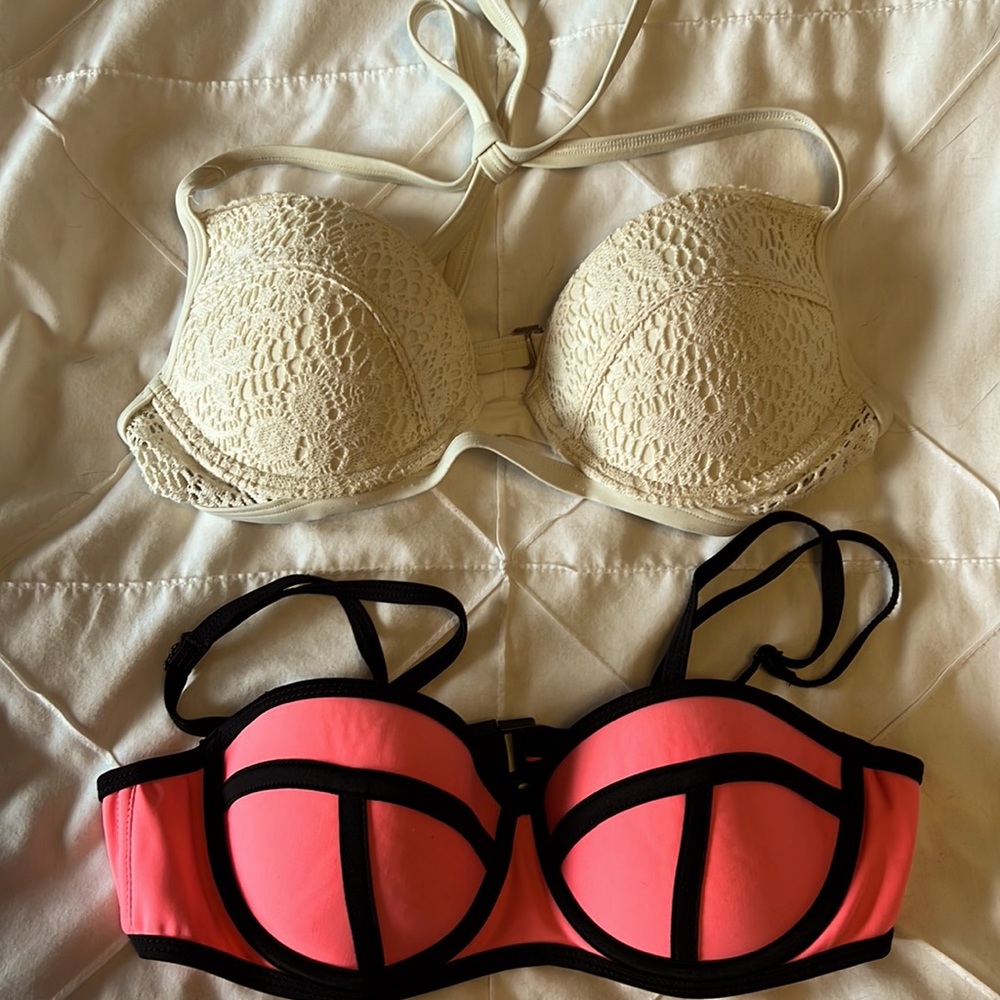 Two bikini tops